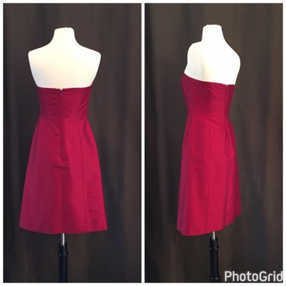 Ann Taylor Strapless Silk Red Cocktail Dress - Picture 2 of 6